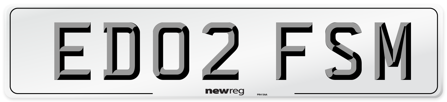 ED02 FSM Number Plate from New Reg